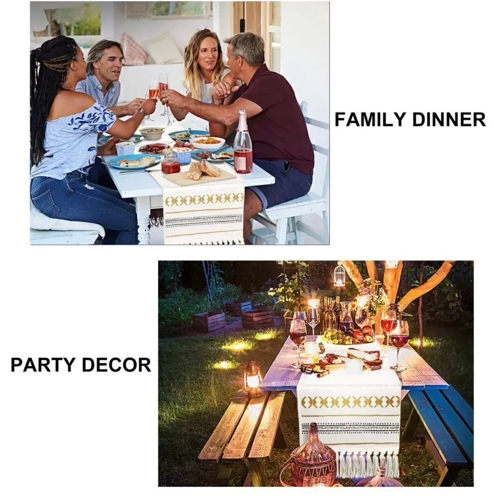 Cotton Woven Table Runner for Wedding Bridal Shower Party Dining